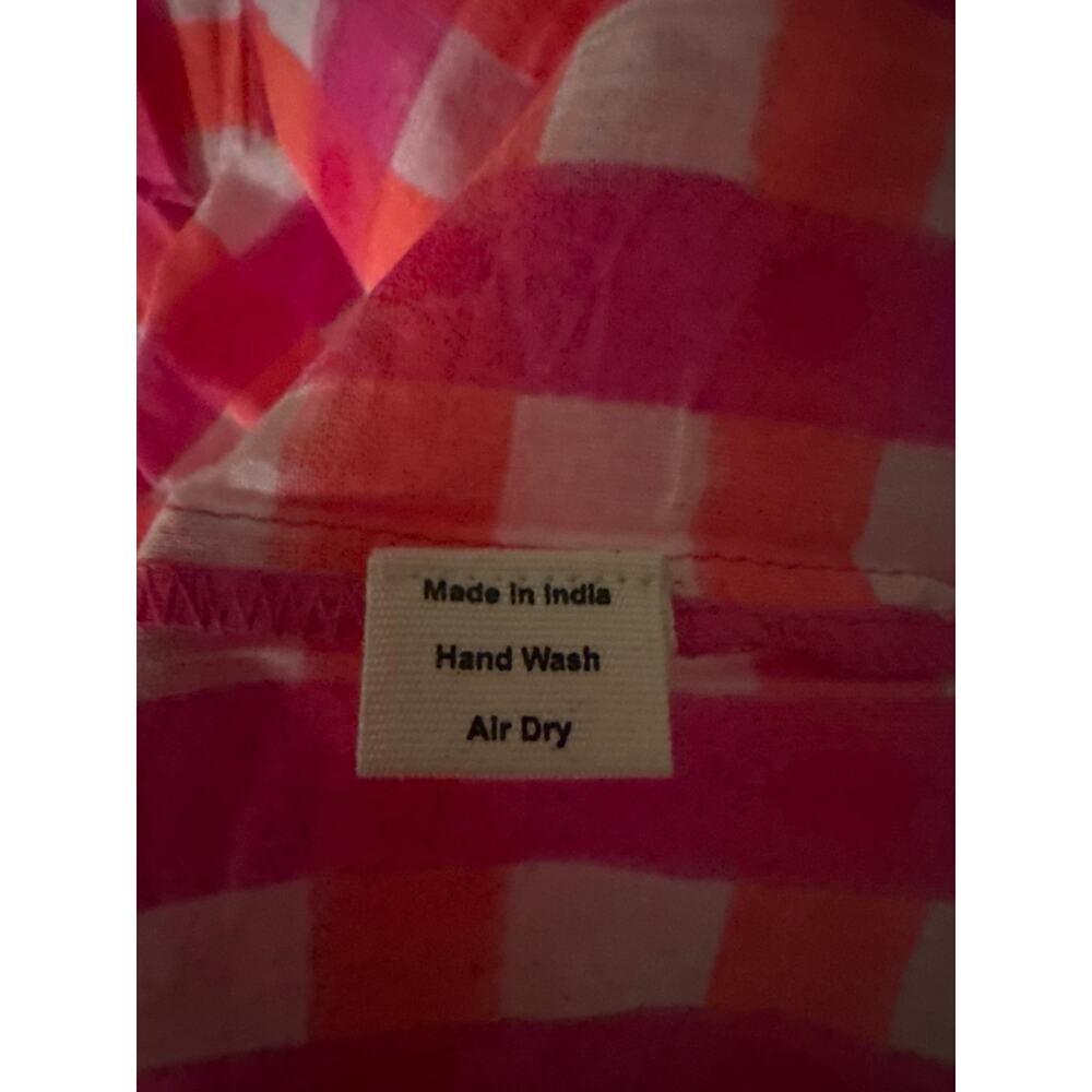 SZ Blockprints X J.Crew tiered dress in gingham Pink Orange Size Small - Picture 9 of 9